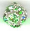 1 12mm Round Silver with Peridot Rhinestones